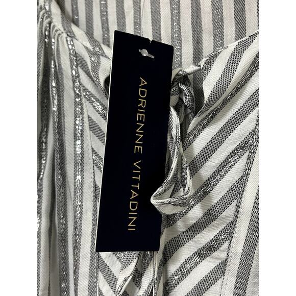 Adrienne Vittadini L Flutter Sleeve Silver Striped Blouse NWT - Picture 3 of 5